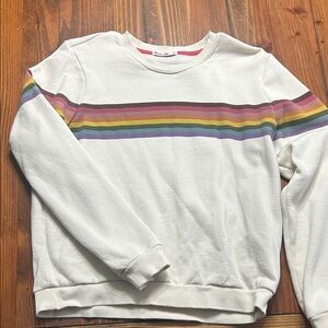 Marine Layer White Sweatshirt with Rainbow Stripes